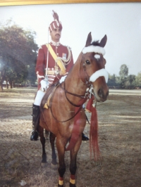 Col Thakur Devi Singhji of Hardesar in full Regalia as  Contingent Commander of Remount Veterinary Corps for 26th January 1989, Republic Day Parade, New Delhi