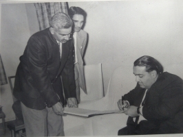 Thakur Bhairon Singhji and Maj Rajvi Jugal Singhji of Bogera with HH Maharaja Dr Karni Singhji of Bikaner (Hardesar)