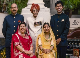 Maharaj Bhagirath Sinhji with his late father Umed Sinhji and family (Idar)