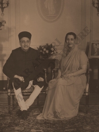 Older Maharaja Tukoji Rao Holkar and Maharani Sharmishtha Devi Holkar