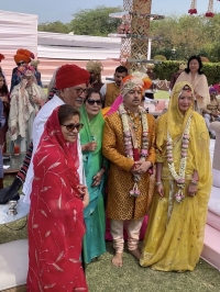 His Highness Maharaja Gaj Singhji and Her Highness Maharani Hemlata Rajye of Jodhpur and Princess Priyanandana of Thailand with Maharaj Devraj Singh Saheb and his wife