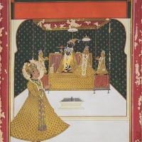 18th century painting of Maharaja Sawai Pratap Singh worshipping Govind Dev