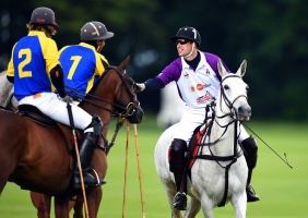 H.R.H. Prince William of Wales and H.H. Maharaja Sawai Padmanabh Singh of Jaipur shake hands before the start of The Jerudong Park Trophy at Cirencester Park Polo Club on June 25, 2016 in Cirencester