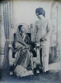 HH Maharaja Sawai Man Singh II with Maharani Gayatri Devi during their wedding in 1940 (Jaipur)
