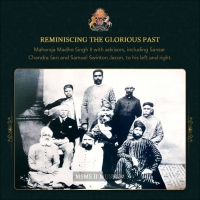 His Highness Maharaja Sawai Madho Singh II with some of his advisors and officials, including Sansar Chandra Sen and Samuel Swinton Jacob (seen to his left and right) (Jaipur)