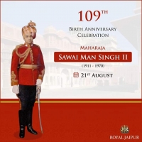 His Highness Raj Rajendra Shri Maharajadhiraj Sir Sawai MAN SINGH JI II Bahadur, Maharaja of Jaipur on occasion of his 100th Birth Anniversary 1911-2019.