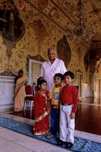 Maharaja Sawai Brig. Bhawani Singhji with grandchildren (Jaipur)