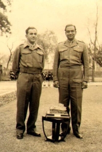 Maharaja of Jaipur, Maj.-Gen. Sir Sawai Man Singh II, with Lt.-Col. Muhammad Hafeez-ur-Rehman, Commandant, 13th Lancers