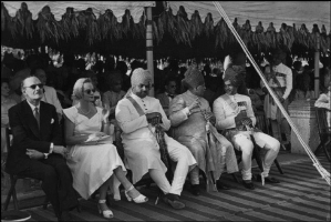 Maharaja of Jodhpur, Maharaja of Nawanagar and Maharaja of Jaipur at his daughter Prem Kumari's wedding in 1948 with British High Commissioner and his wife