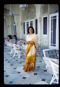 Maharani Gayatri Devi at Rambagh Palace, Jaipur, India, 1984