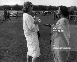 Maharani of Cooch Behar Gina Egan Narayan with Maharani of Jaipur Gayatri Devi in 1955
