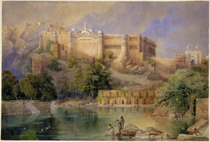 Watercolour of the Fort at Amber by William Simpson dated c.1860