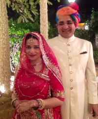 Baijilal Anjali Bhati with her husband Sahebzada Omar Faruq Ali of Bhopal (Jaisalmer)