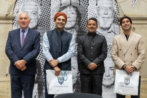 Maharawal Chaitanya Raj Singh of Jaisalmer attending the signing ceremony of the twinning of the cities of Jaisalmer and Carcassonne on August 30, 2025