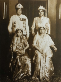 Maharaja Hari Singh with his wife and Yuvraj Karan Singh with his wife Yasho Rajya Lakshmi