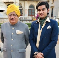 H.H Maharaja Krishan Chandra Pal Singh Ji Jadaun Deo of Karauli with Maharajkumar Kunwar Arya Pratap Singh ji Chauhan Judev of Jashpur