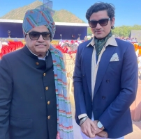 MaharajKumar Kunwar Aryapratap Singh Ji Chauhan Judeo of Jashpur with H.H Maharaja Brajraj Singh Ji Rathore Bahadur of Kishangarh at Mayo College, Ajmer Rajasthan