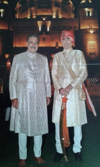 His Highness Maharaja Gaj Singh ji with Kunwar Karni Singhji Jasol at Umaid Bhawan Palace Jodhpur