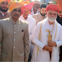 Shri Sameer Singh of Jetpur with Maharaja Jaisingh Ji of Dhrangdhara (Jetpur)
