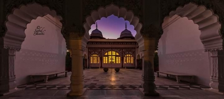 One of the courtyards on the first floor of Prithvi Vilas, Jhalawar state. (Jhalawar)