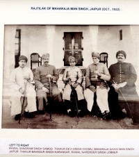 Rao Bahadur Rawal Narendra Singh Ji Jobner during Rajtilak of Sawai Man Singh Ji