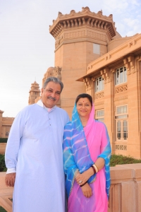 His Highness Maharaja Gaj Singhji with his wife Her Highness Maharani Hemlata Rajye of Jodhpur (Jodhpur)