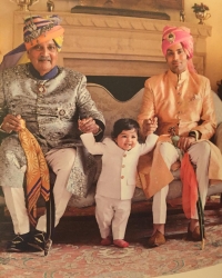 His Highness Maharaja Gaj Singhji with his son Yuvraj Sahib Maharajkumar Shivraj Singhji & His Grand Son Sirajdev Singh of Jodhpur. (Jodhpur)