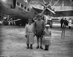 His Highness Maharaja Umaid Singh ji Maharaja of Jodhpur with his two sons and some of their entourage, at Croydon aerodrome on 10th November 1932. (Jodhpur)