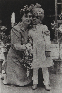 The Maharaja of Jodhpur, His Highness Gaj Singh II, with his nanny