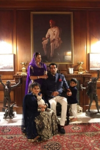 Yuvraj Sahib Maharajkumar Shivraj Singhji Prince of Jodhpur with his wife Rajkumari Gayatri Kumari and his children Baiji Lal Sahiba Bhanwar Baisa Vaara Kumari Rajye with Raj Bhanwar Sirajdev Singh