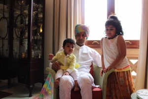 Yuvraj Shivraj Singh with his daughter Vaara Rajye and son Sirajdev Jodhpur
