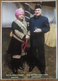 Maharaja Aditya Deva Chand Katoch with Raja Dr Ashok K Thakur of Siba State