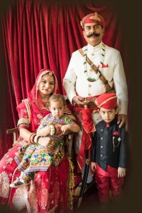 Maharawat Yogeshwar Singh Ji with Rani Anshulraja, son Karanraj Singh and daughter Jayvika Singh