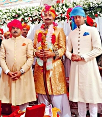 Thakur Man Singh Kanota, Kunwar Karni Singh Sodha and Kunwar Pratap Singh Kanota at Tika ceremony in Amarkot, Pakistan (Kanota)