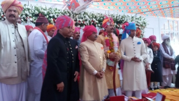 Tika ceremony of Karni Singh Sodha with Padmini Kanota held at Rana Jagir, Amarkot on 7th Dec 2014 (Kanota)