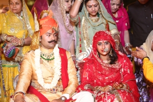 Kumari Padmini Kanota and Kunwar Karni Sodha of Amarkot at their wedding in Jaipur. (Kanota)