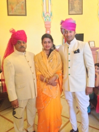 Thakur Man Singh Kanota, Padmini Kanota and Pratap Kanota during engagment of Padmini Kanota on 10th June 2014