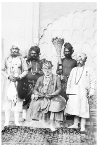 H.H.Maharaja Bhanwar Pal ji Deo Bahadur Yadukul Chandra Bhal (centre) with son Yuvraj sahab Bhom Pal Deo Bahadur of Karauli