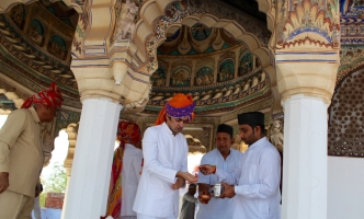 Yuvraj Vivasvat Pal of Karauli at the temple of great ruler H.H.Maharaja Gopal Singh ji Yadukul Chandra Bhal of Karauli.