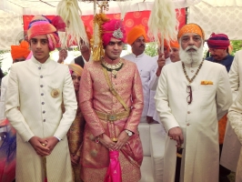 Yuvraj Vivasvat Pal of Karauli (centre) with H.H.Maharajah Padmanabh Singh of Jaipur and Shriji Arvind Singh Mewar of Udaipur