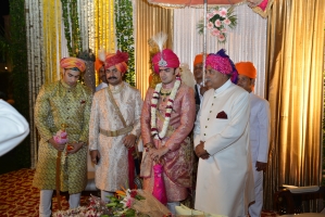 Yuvraj Vivasvat Pal with his brother in law Kanwar Shatrunjai Pratap and father-in-law Rajkumar Ratnakar Singh Raikwar (Karauli)