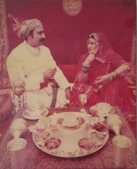 Rajkumar Shri Harish Chandra Singh Sahib Ranawat of Karjali with Bai Sahib Premila Kumari of Raipur (Karjali)