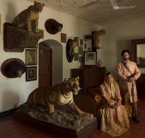 Digvijay Singh Kathiwada and his wife Swati at their wedding reception at the Raaj Mahal in Kathiwada. (Kathiwada)