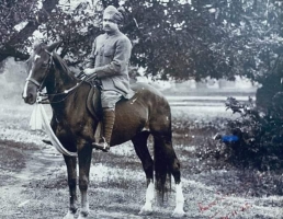 Thakur Ranchor Singh Tanwar of Kelawa Kalan, Captain in Dhrangadhra Force,  This photo was taken in the year 1925 at Dhrangadhra Palace, He was main In charge of royal army.