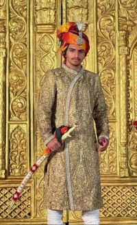 A photograph of Raja Aaryawrat Singh during the Khairagarh Dussehra Festival in 2023