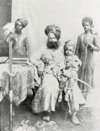 His Highness Maharaja Rao Bahadur Bhavani Singh Khichi Chauhan Bahadur Saheb with his son Raj Kunwar DurjanSaal Singh