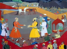 Mirza Raja Shri Jai Singh I of Amber receiving Shrimant Rajashri Shivaji Chhatrapati Maharaj Bhonsle