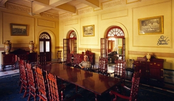 Sitting at his enormous dinning table the present Rajasaheb of Korea that was built by his ancestor Raja Ramanuj Pratap Singh Deo (Korea)