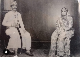 Rawat Bahadur Saheb Maan Singh Ji Chauhan of Kotharia and his wife Rani Sohan Kunwar Ji, daughter of Thakur Saheb Chain Singh Ji Rathore of Pokhran