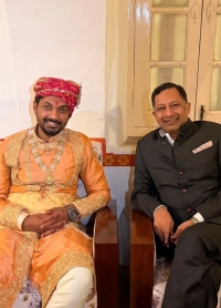 Rao Sahab Hemendra Singh Ji at the wedding of Maharawal Jagmal Singh Ji of Banswara with M.K. Trishulini Kumari
